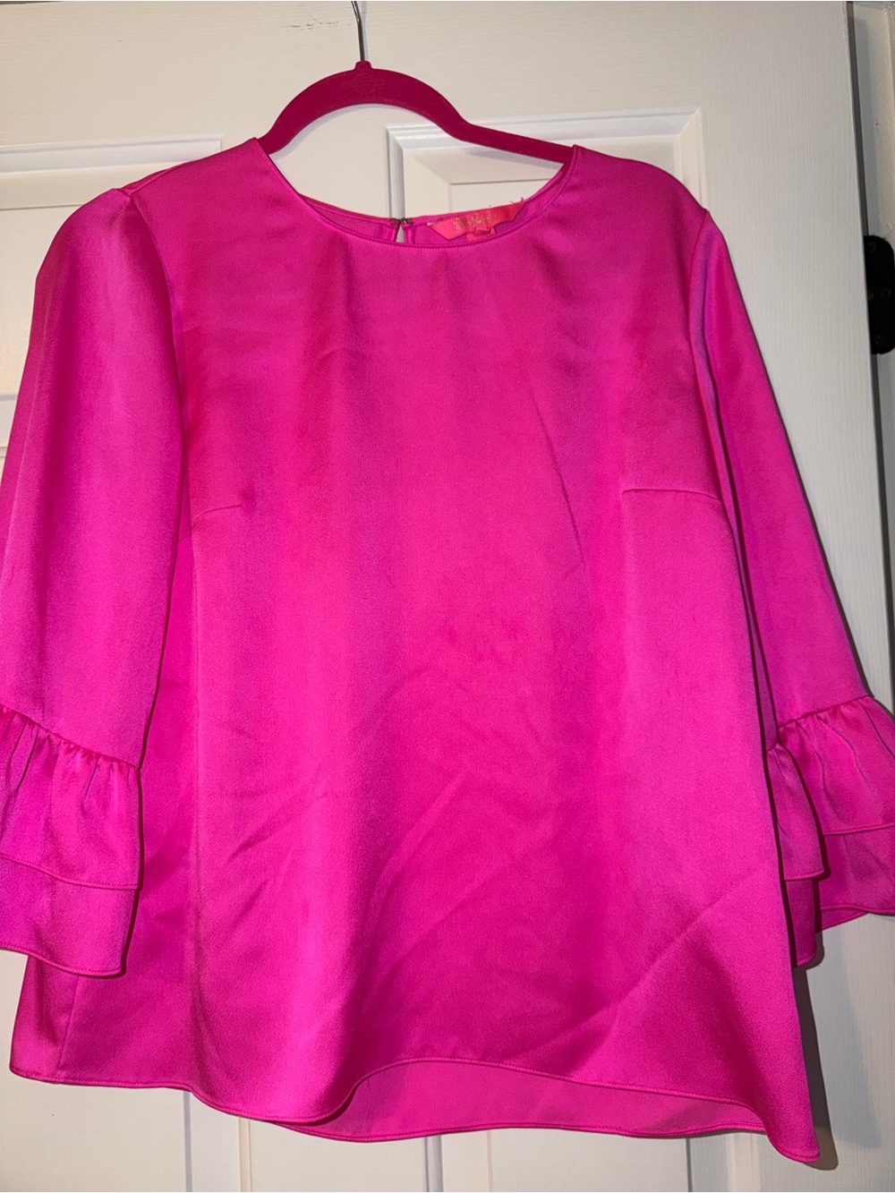 Lilly Pulitzer Bright Fuchsia Pink Ruffle Sleeve Blouse